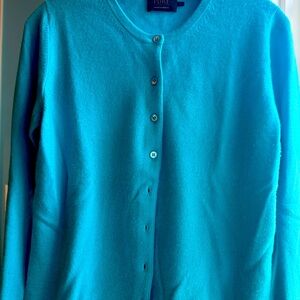 Turquoise cardigan cashmere sweater